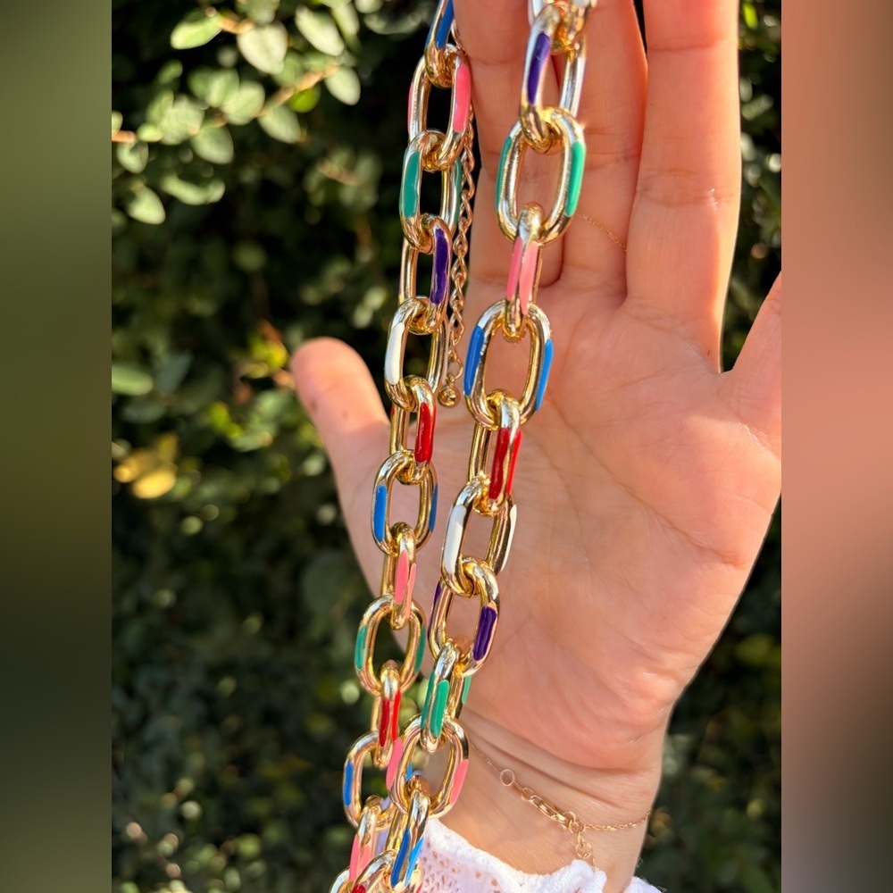Colorful Gold Chain Link
Necklace and Bracelet Set - Picture 4 of 10